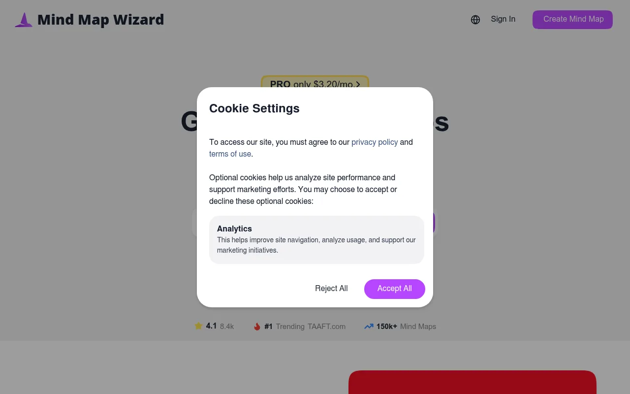 Náhled nástroje Mind Map Wizard