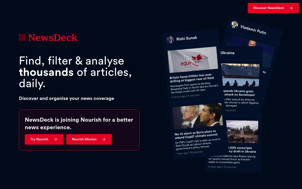 Náhled nástroje NewsDeck from OneSub
