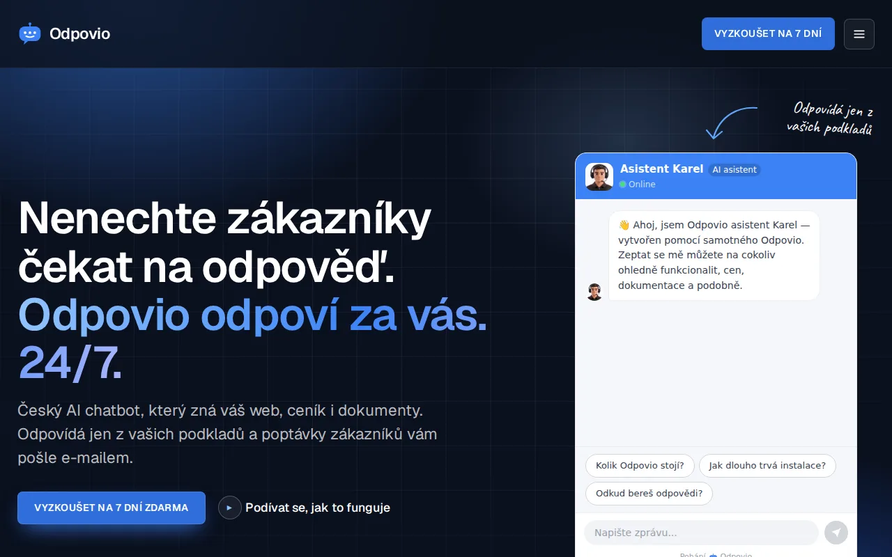 Náhled nástroje Odpovio