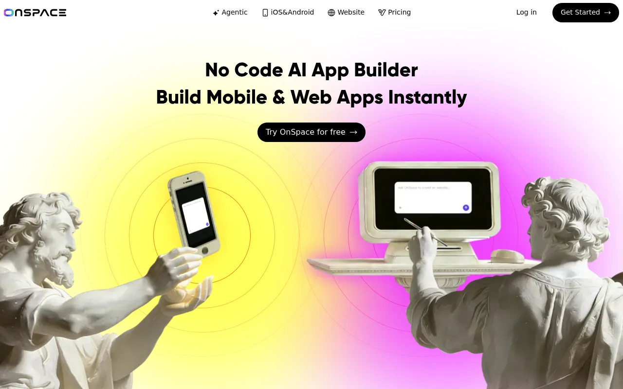 Náhled nástroje OnSpace.AI - AI Mobile App Builder