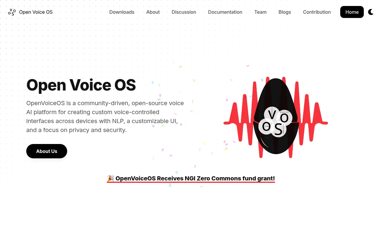 Náhled nástroje Open Voice OS