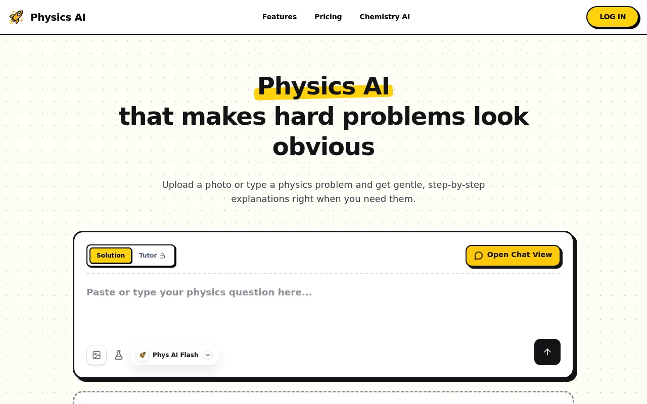 Náhled nástroje Physics AI