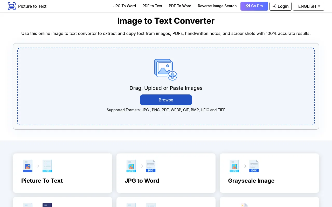 Náhled nástroje Picture To Text Converter