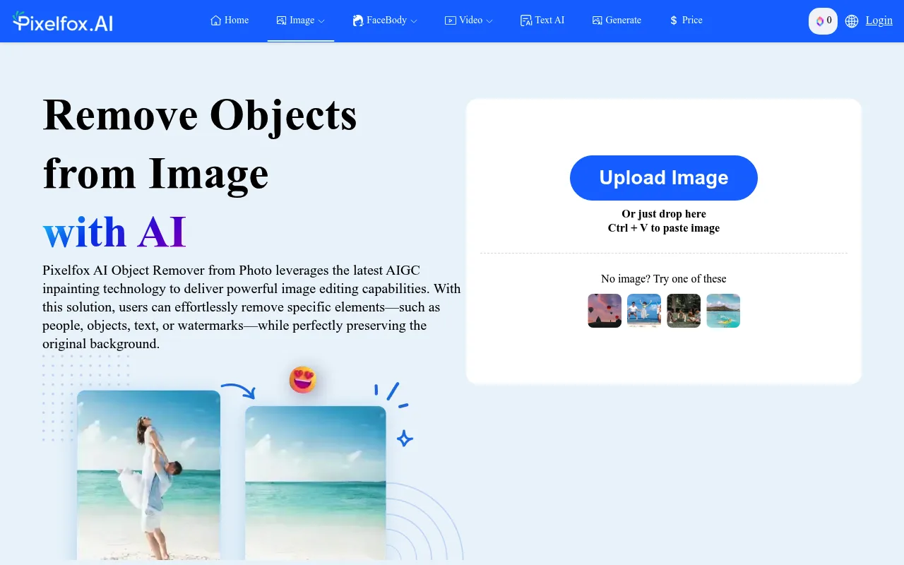 Náhled nástroje Pixelfox Objects Remover