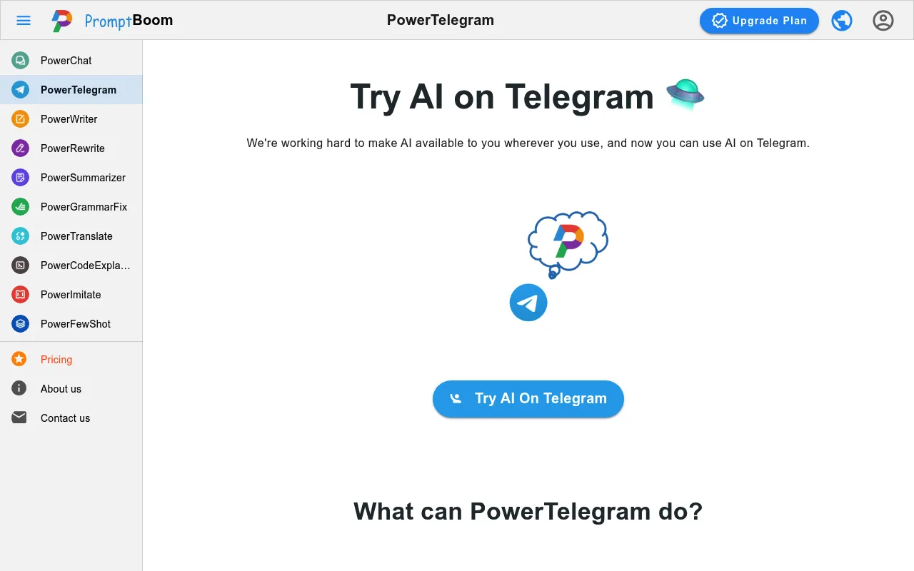 Náhled nástroje PowerTelegram