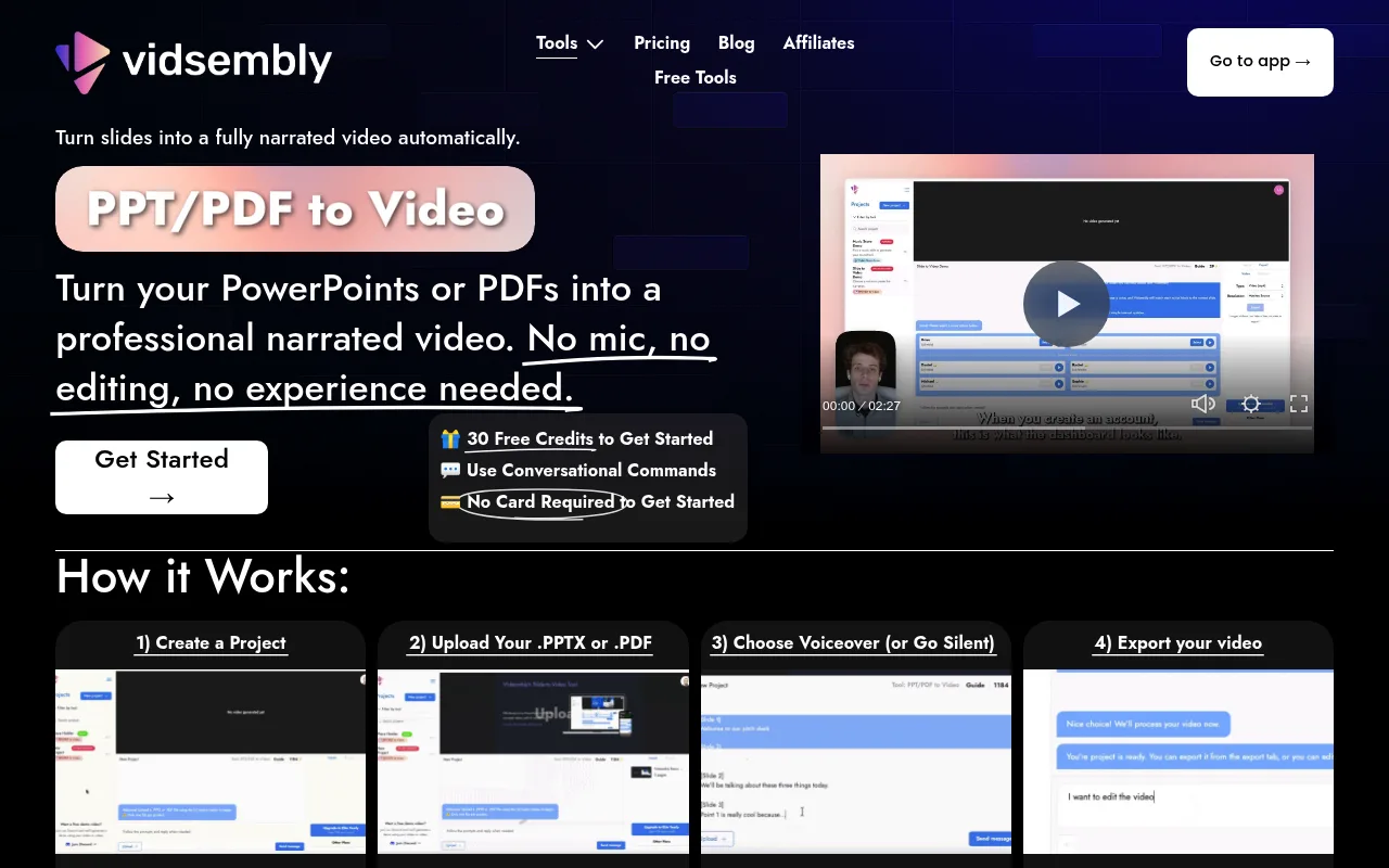 Náhled nástroje PPT/PDF to Video by Vidsembly