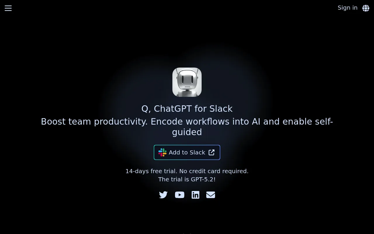 Náhled nástroje Q Slack Chatbot
