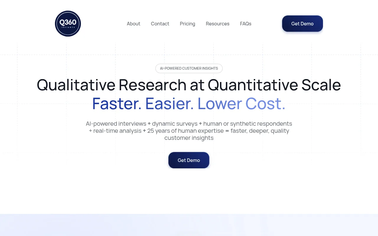 Náhled nástroje Q360 PulseCheck AI-Powered Interviews & Surveys
