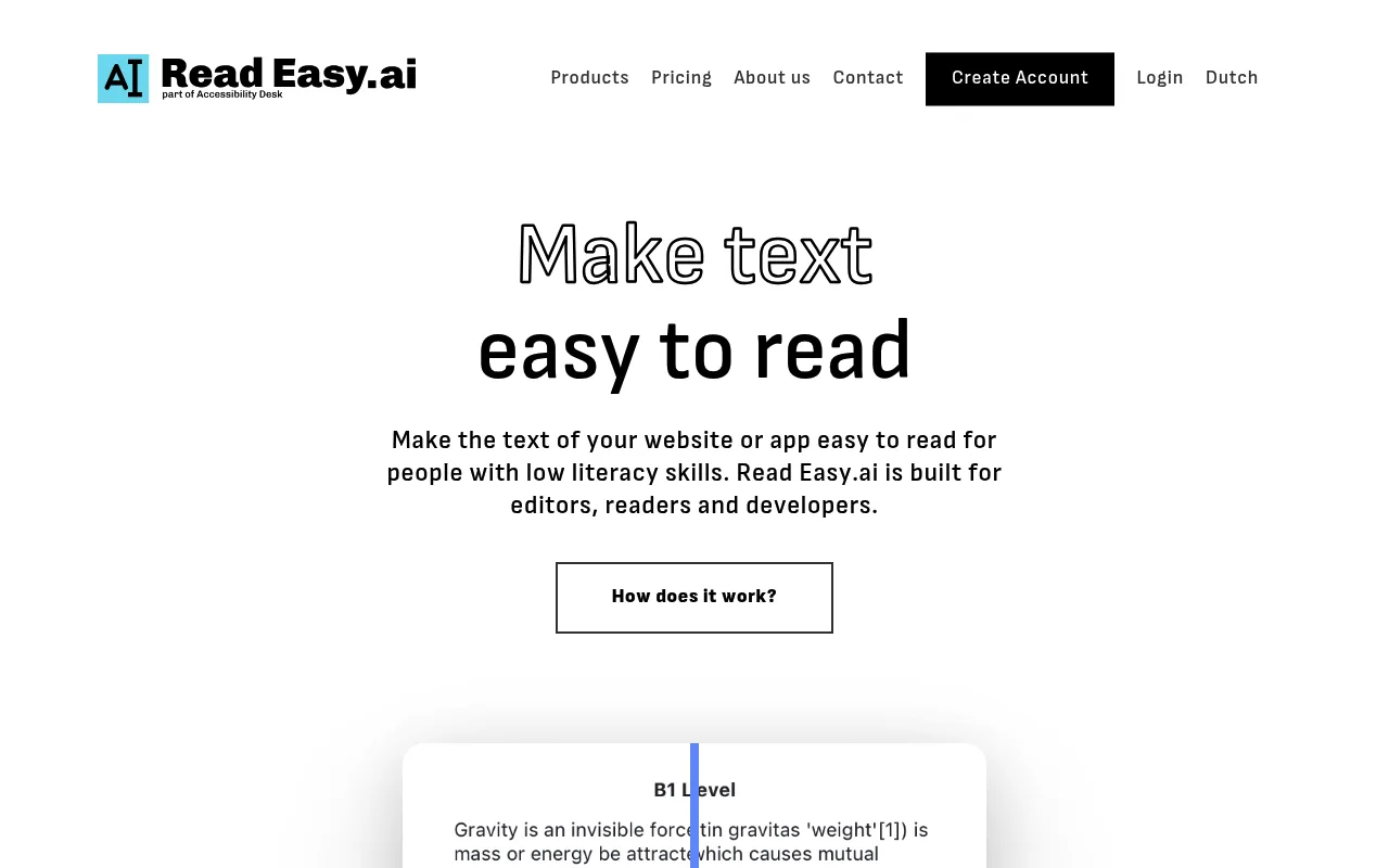 Náhled nástroje Read Easy.ai