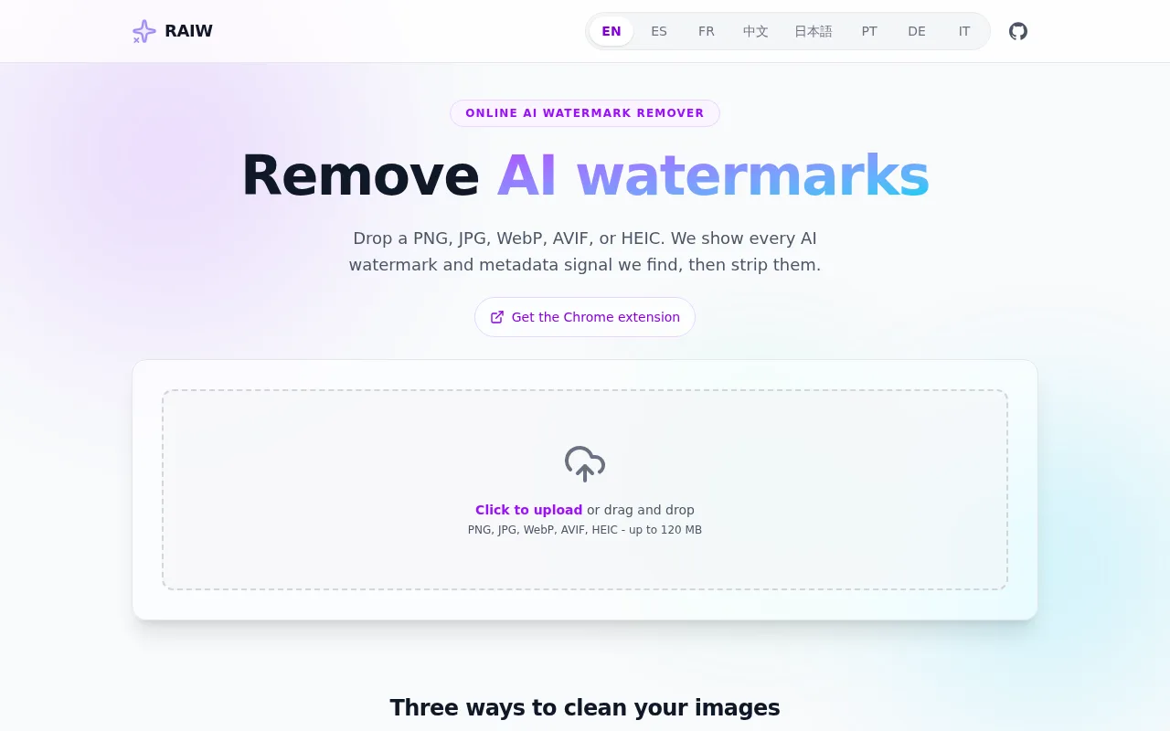 Náhled nástroje remove-ai-watermarks