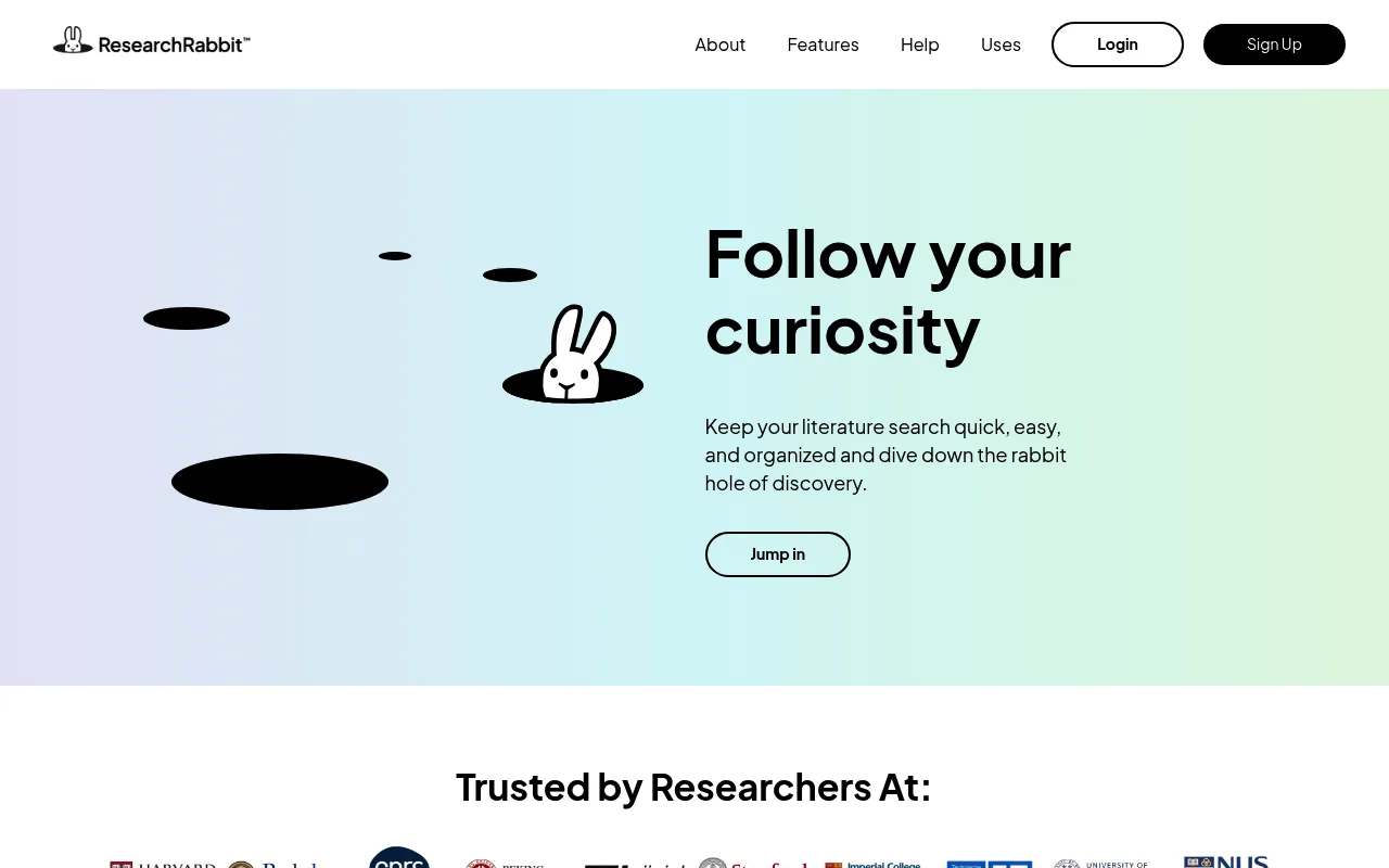 Náhled nástroje ResearchRabbit