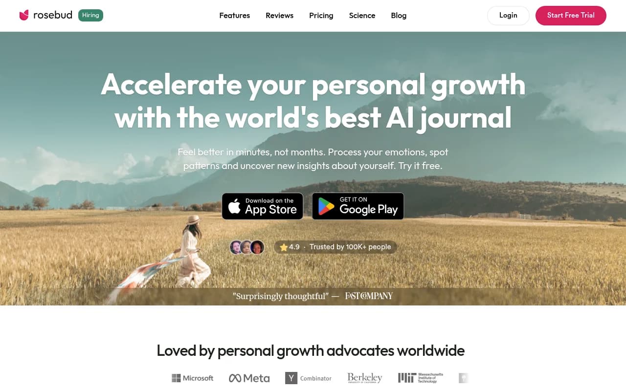 Náhled nástroje Rosebud Journal