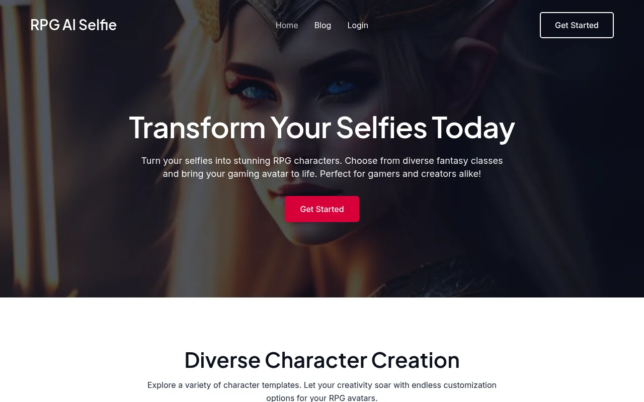 Náhled nástroje RPG AI Selfie Generator