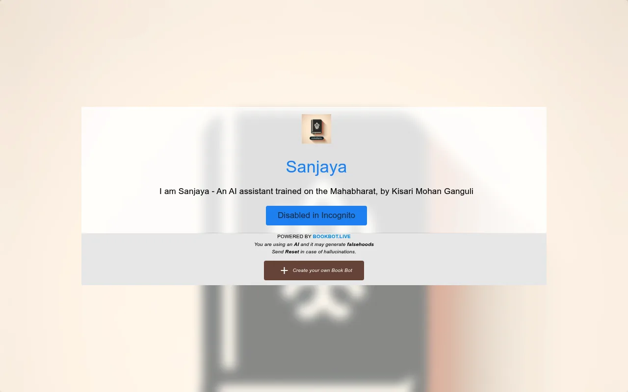 Náhled nástroje Sanjaya chatbot