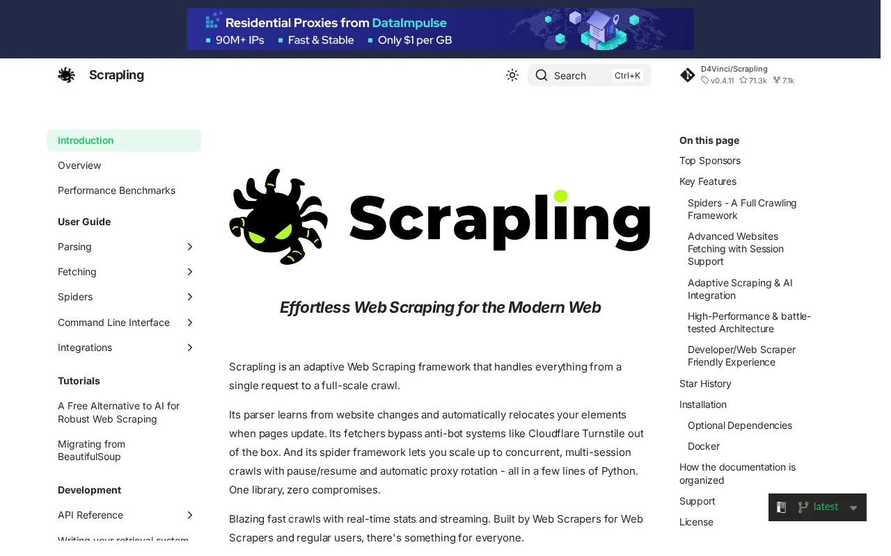 Náhled nástroje Scrapling