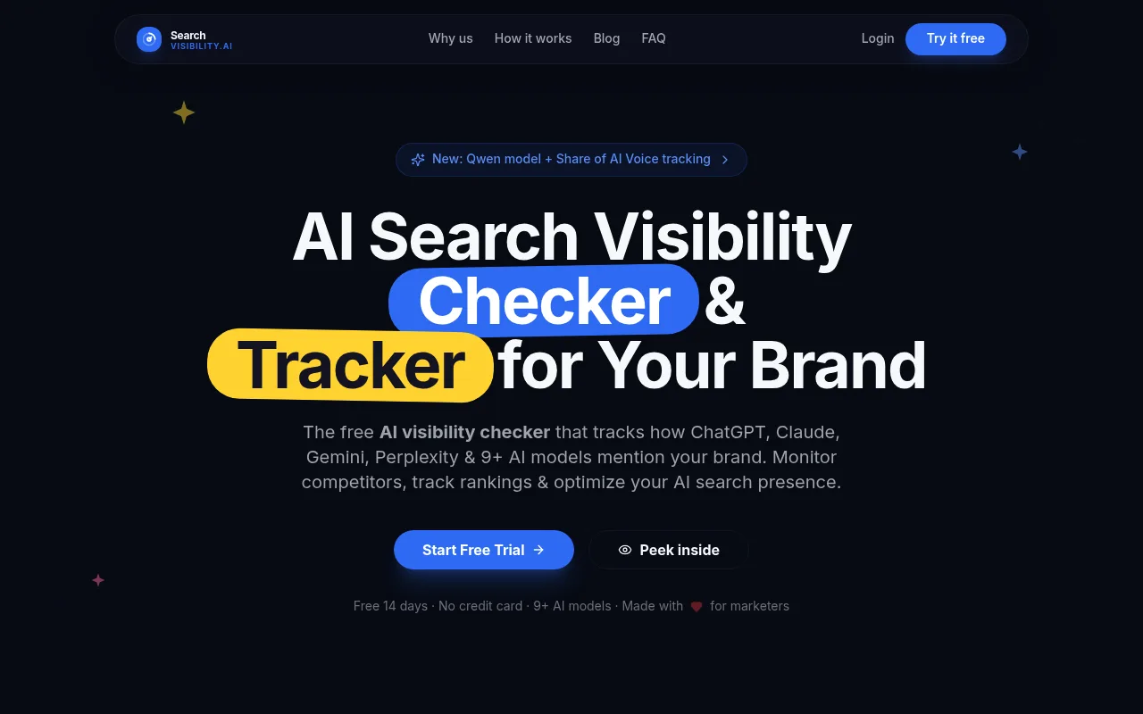 Náhled nástroje Search-Visibility.AI