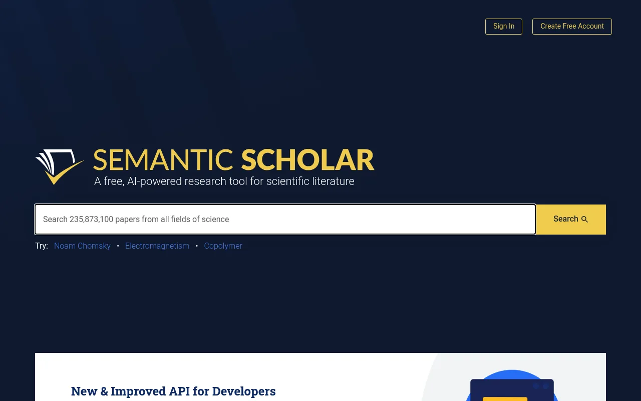 Náhled nástroje Semantic Scholar