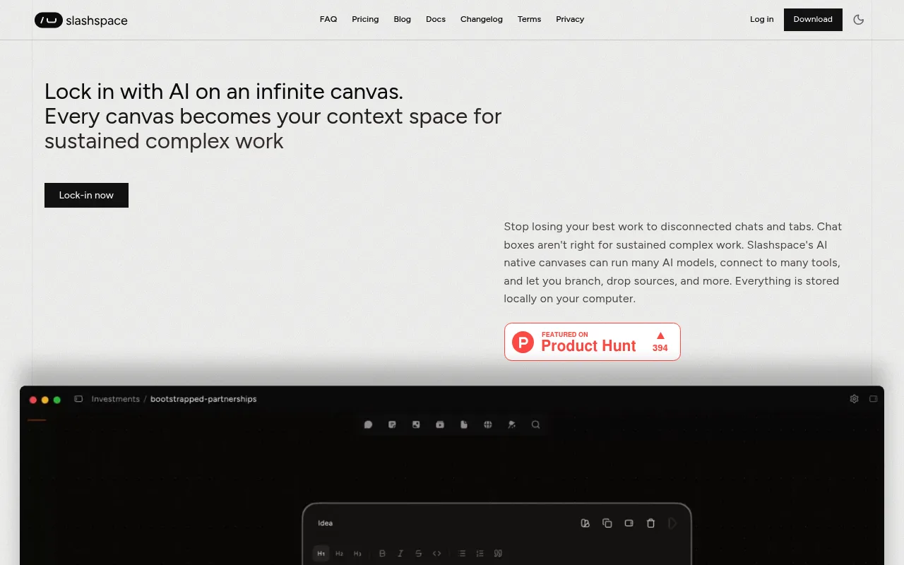 Náhled nástroje Slashspace (Formerly RabbitHoles AI)