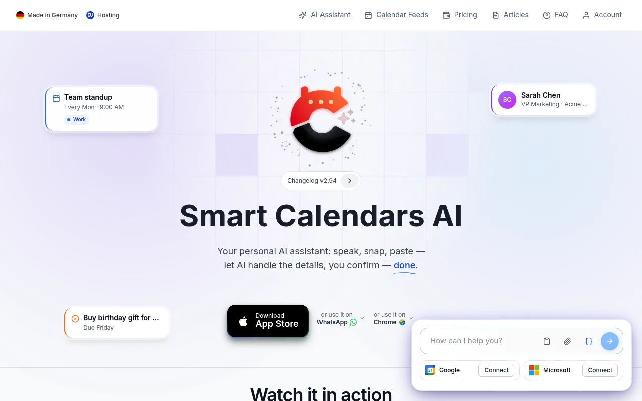 Náhled nástroje Smart Calendars AI — Plan fast & easy