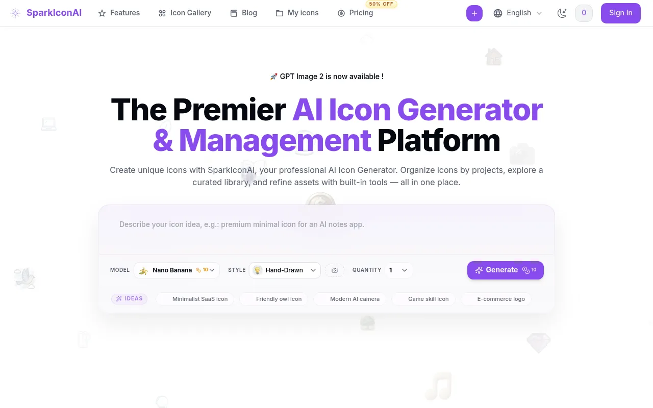 Náhled nástroje SparkIcon AI