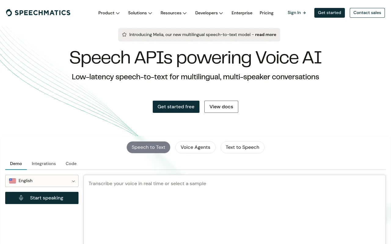 Náhled nástroje Speechmatics | AI Voice Agents