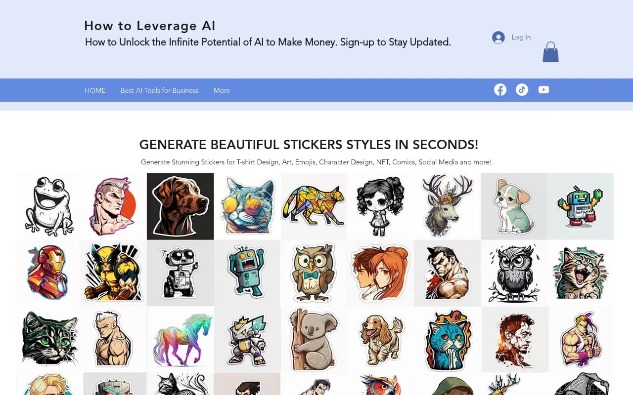 Náhled nástroje Sticker Prompt Generator