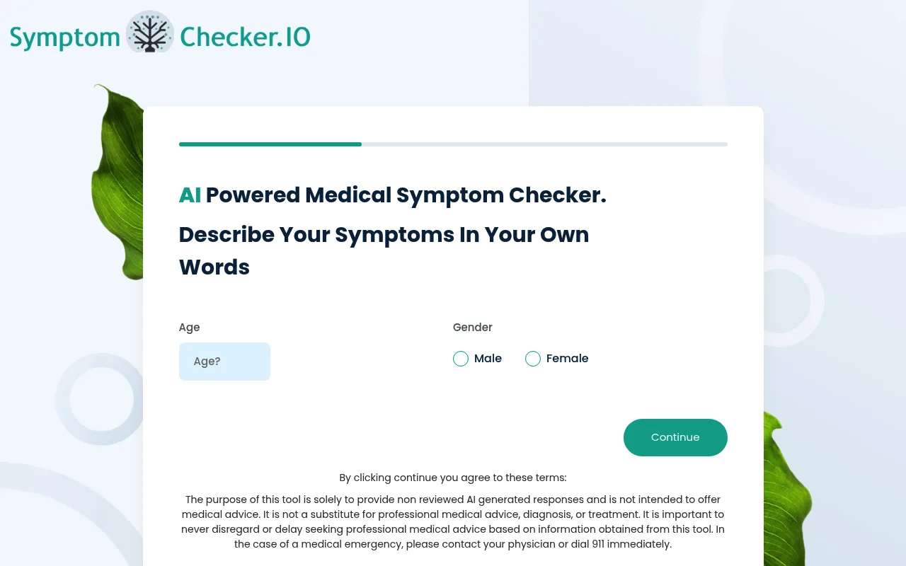 Náhled nástroje SymptomChecker.io
