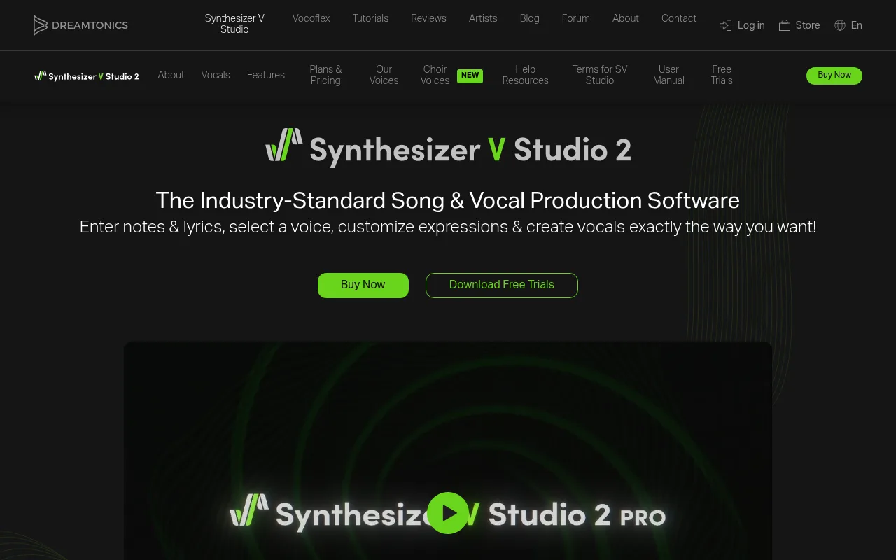 Náhled nástroje Synthesizer V