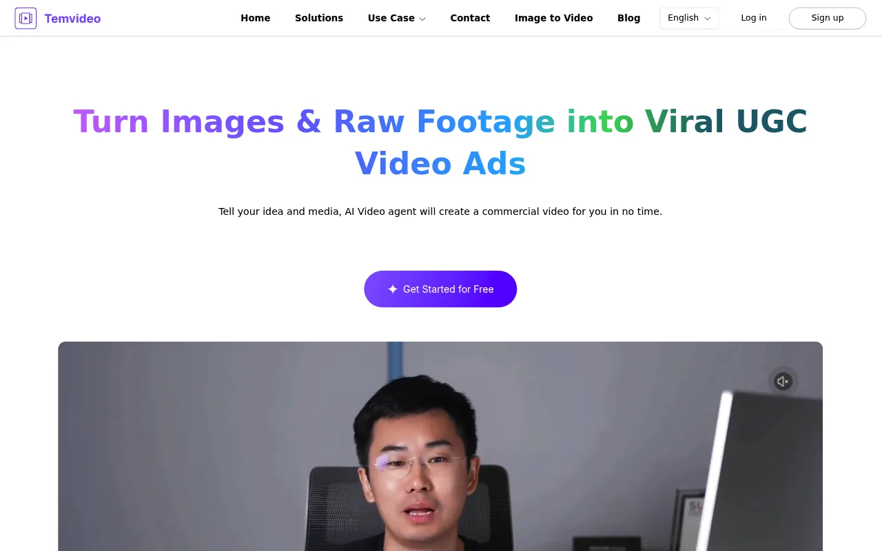 Náhled nástroje TemVideo AI Video Ad Maker