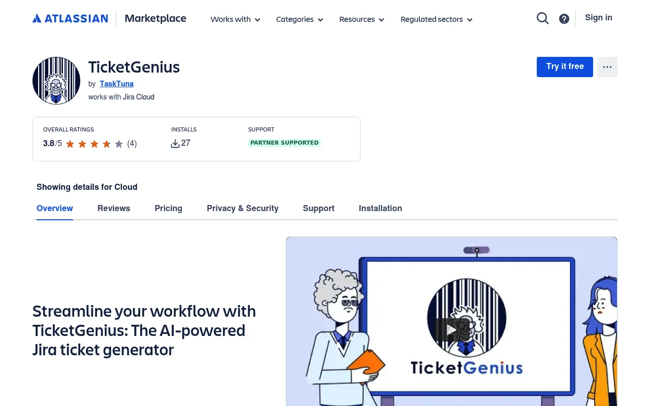 Náhled nástroje TicketGenius