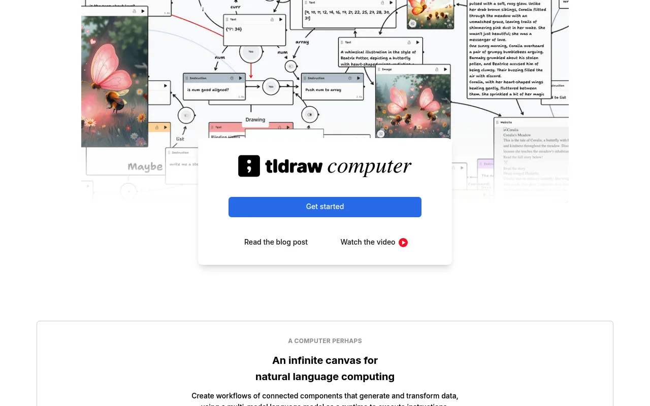 Náhled nástroje tldraw computer