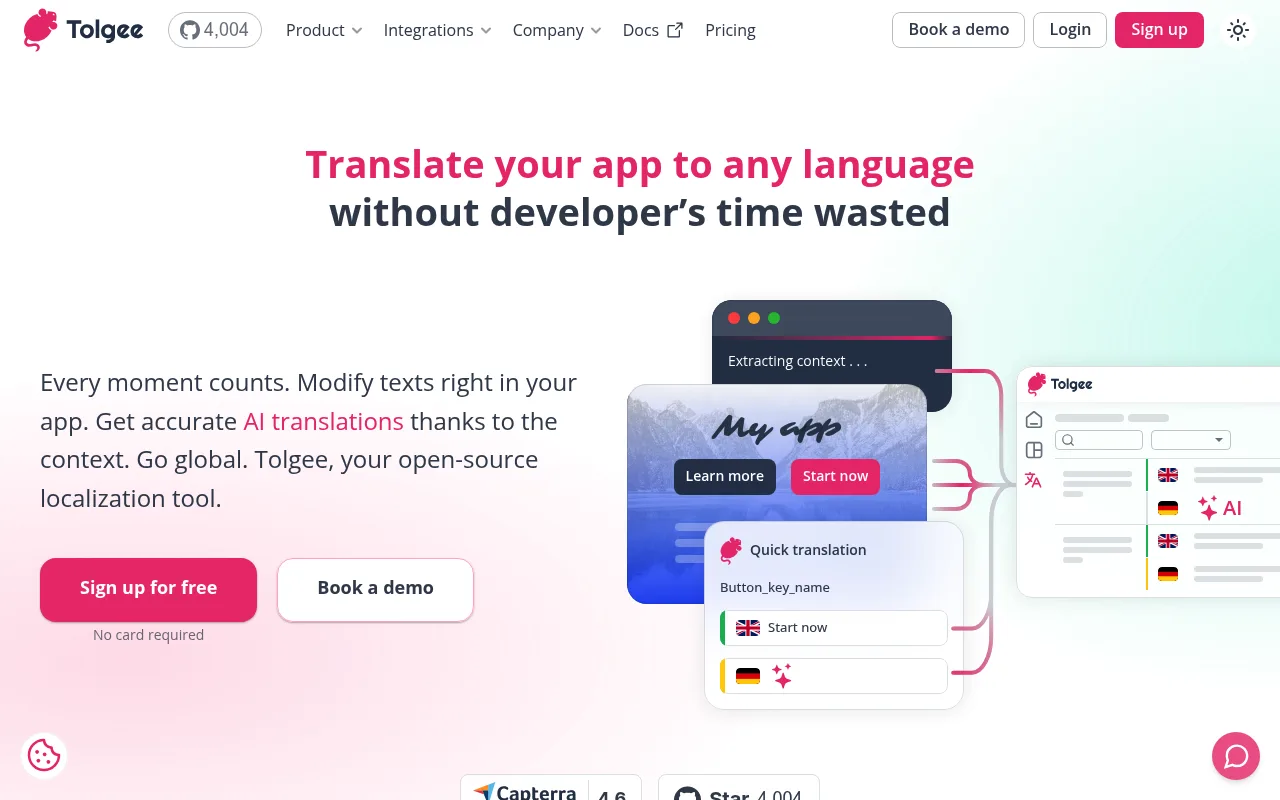 Náhled nástroje Tolgee AI Translator