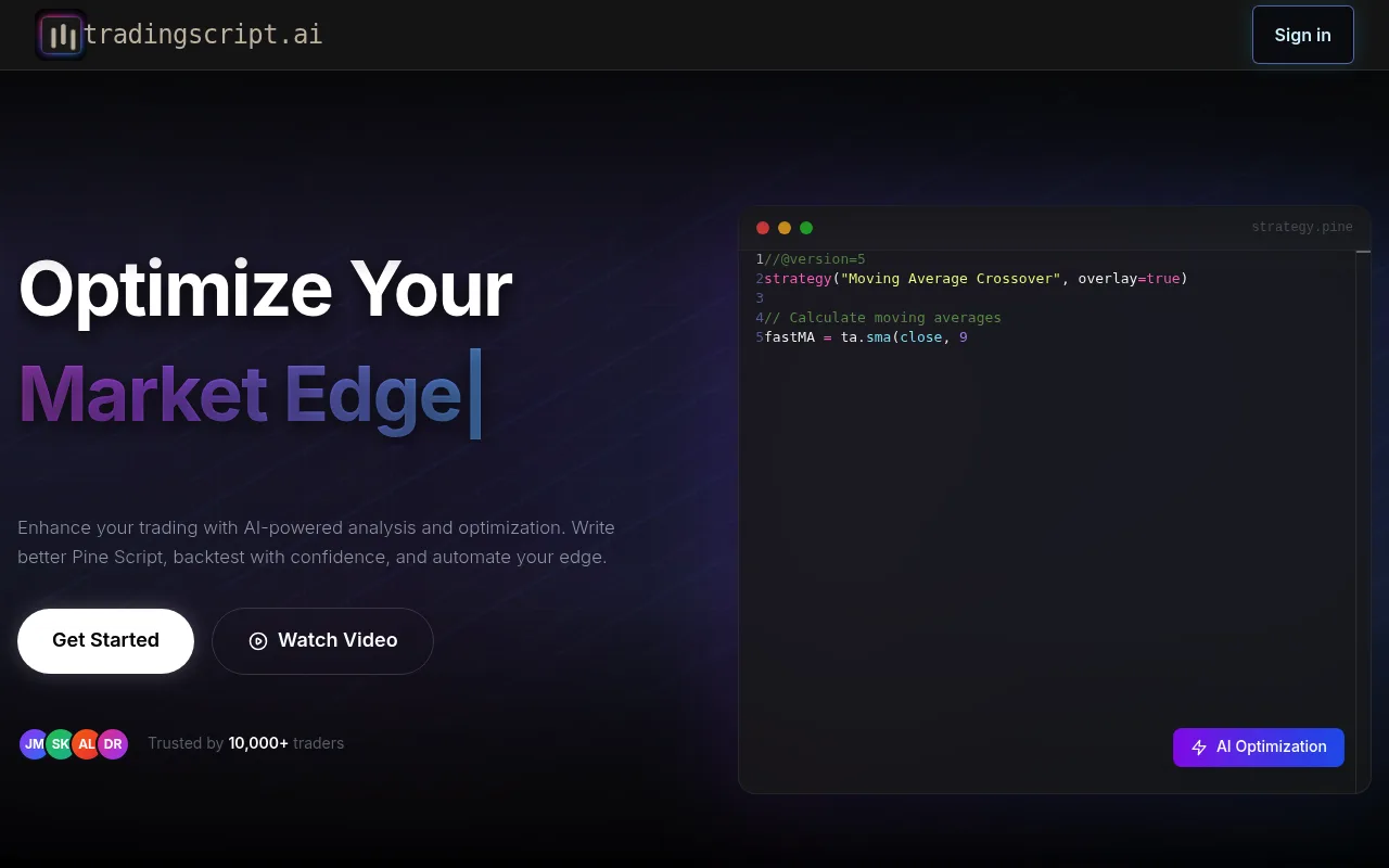 Náhled nástroje TradingScript.AI