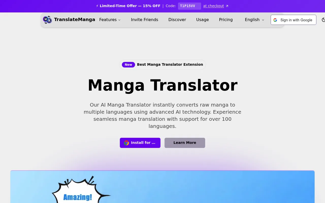 Náhled nástroje TranslateManga - Manga Translator & Manga Tracker