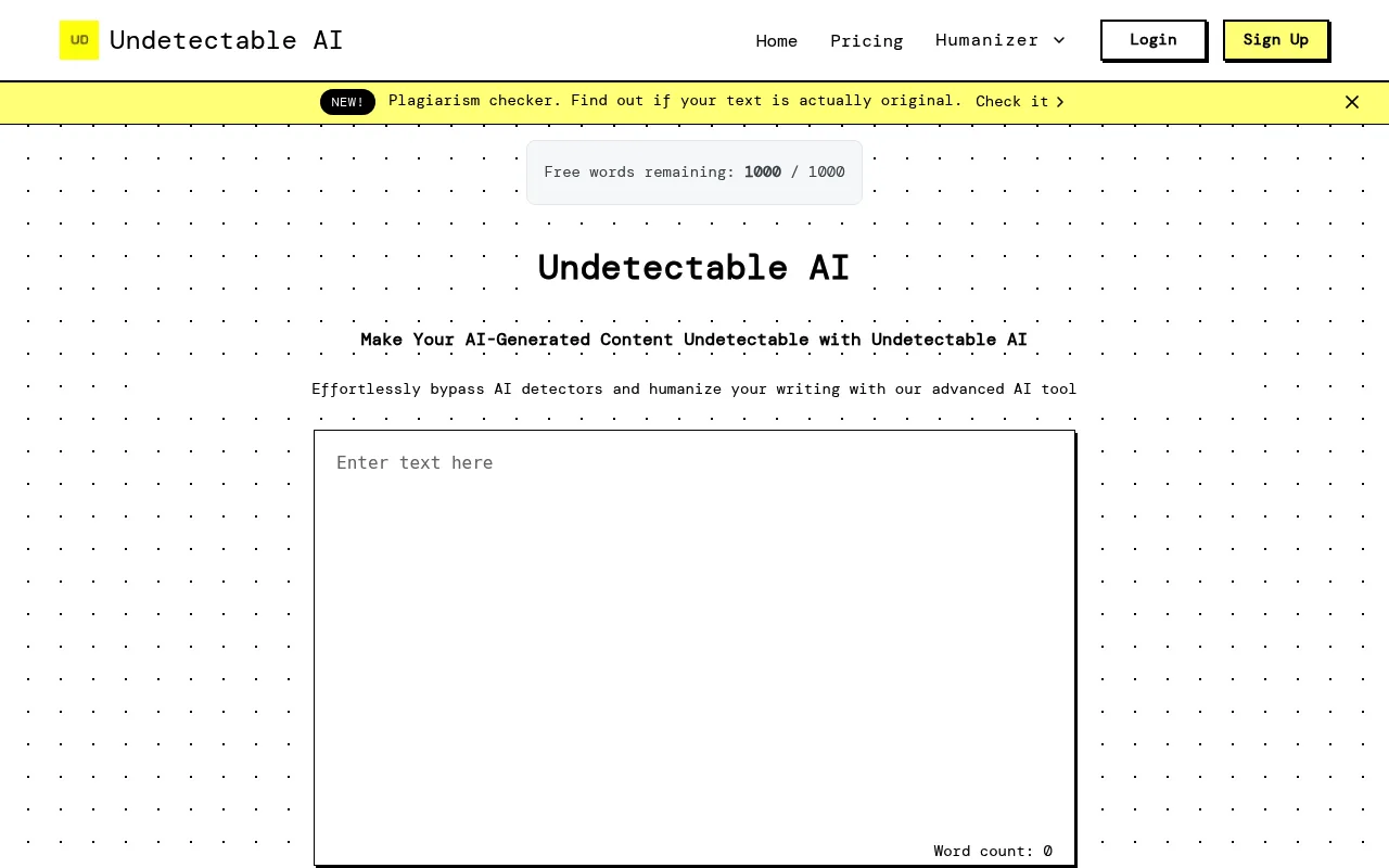 Náhled nástroje Undetectable AI Pro