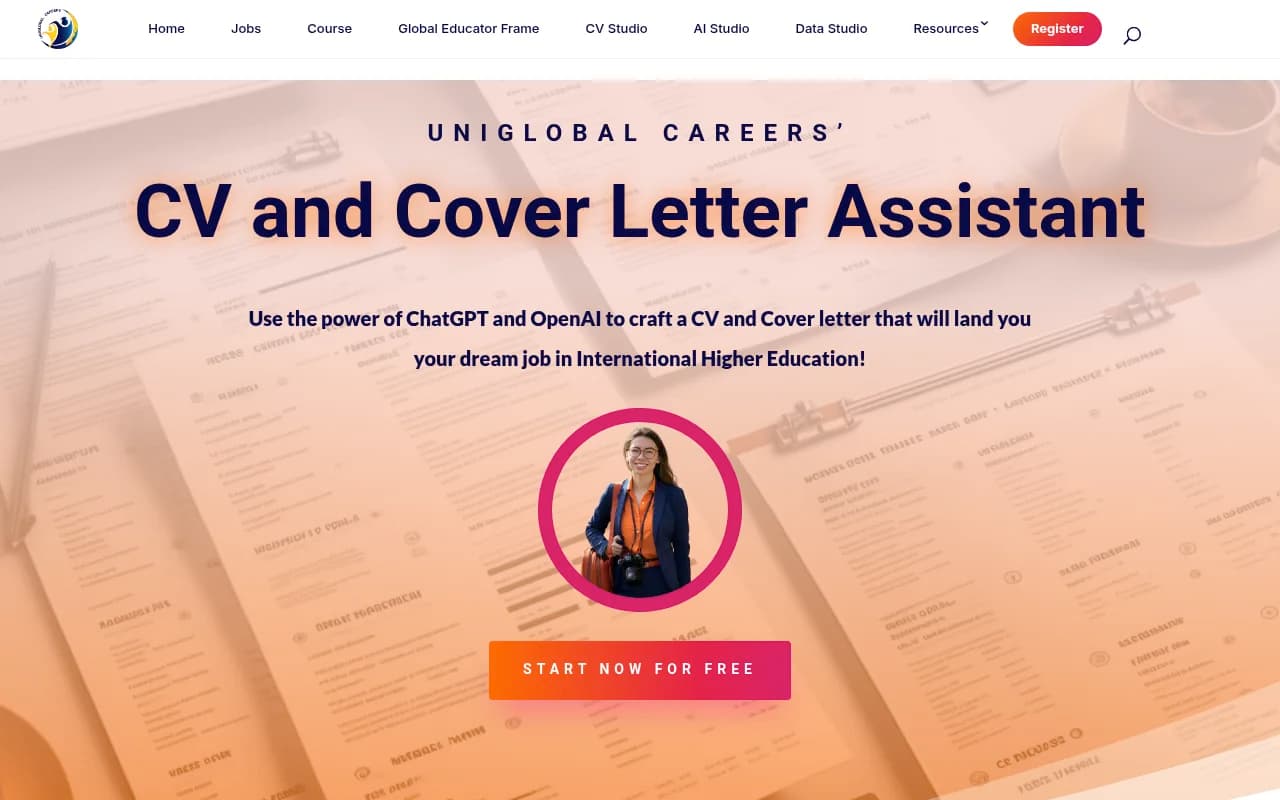 Náhled nástroje UniGlobal CV and Cover Letter Generator