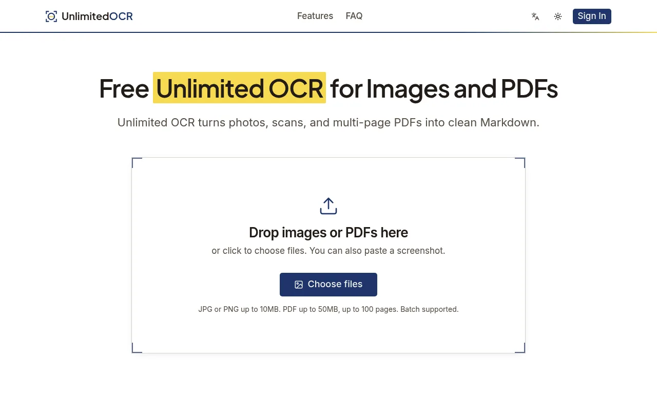 Náhled nástroje Unlimited OCR