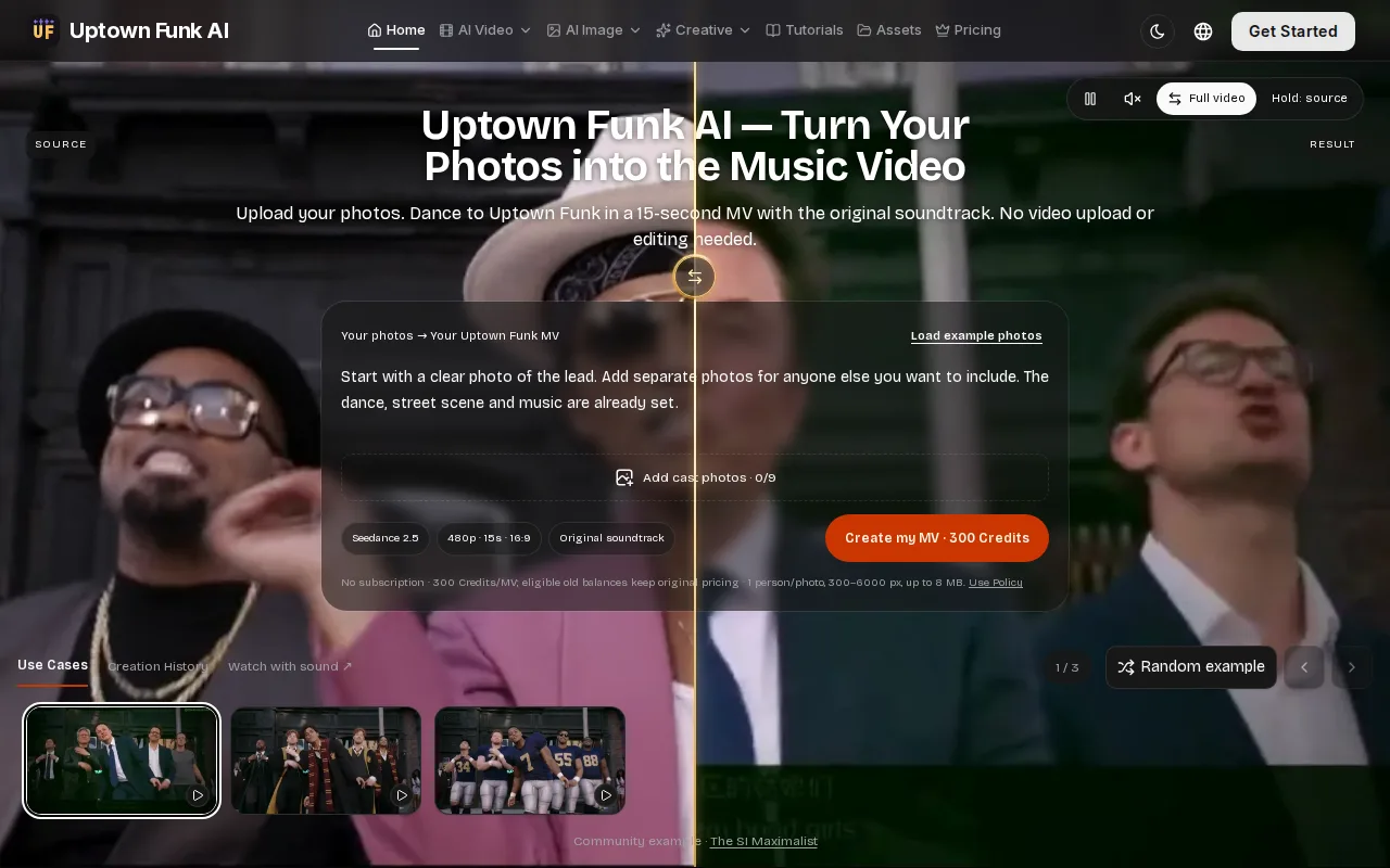 Náhled nástroje Uptown Funk AI