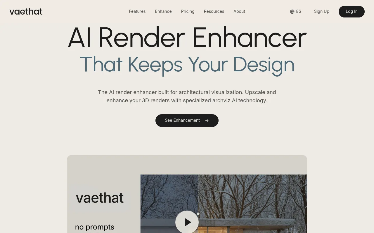 Náhled nástroje Vaethat - AI Render Enhancer for Architecture Renders