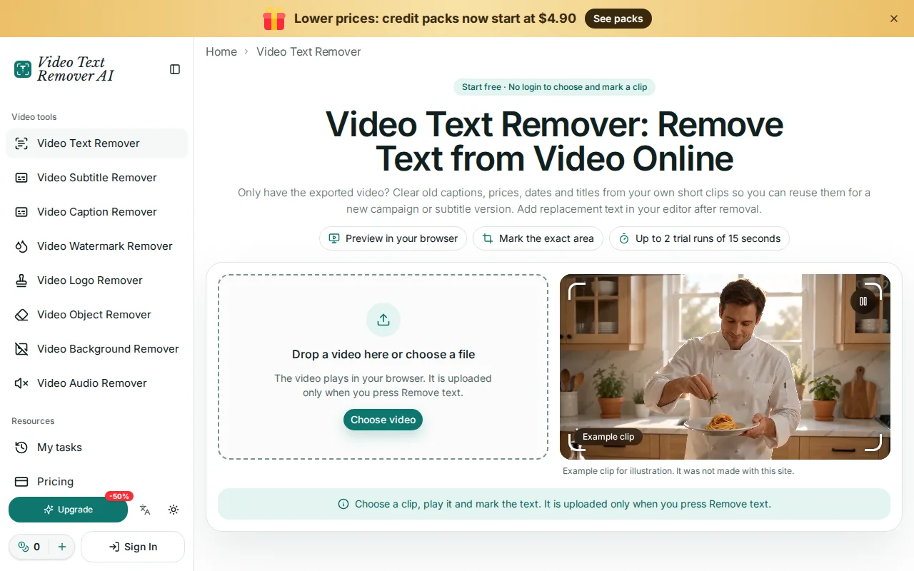 Náhled nástroje Video Text Remover AI