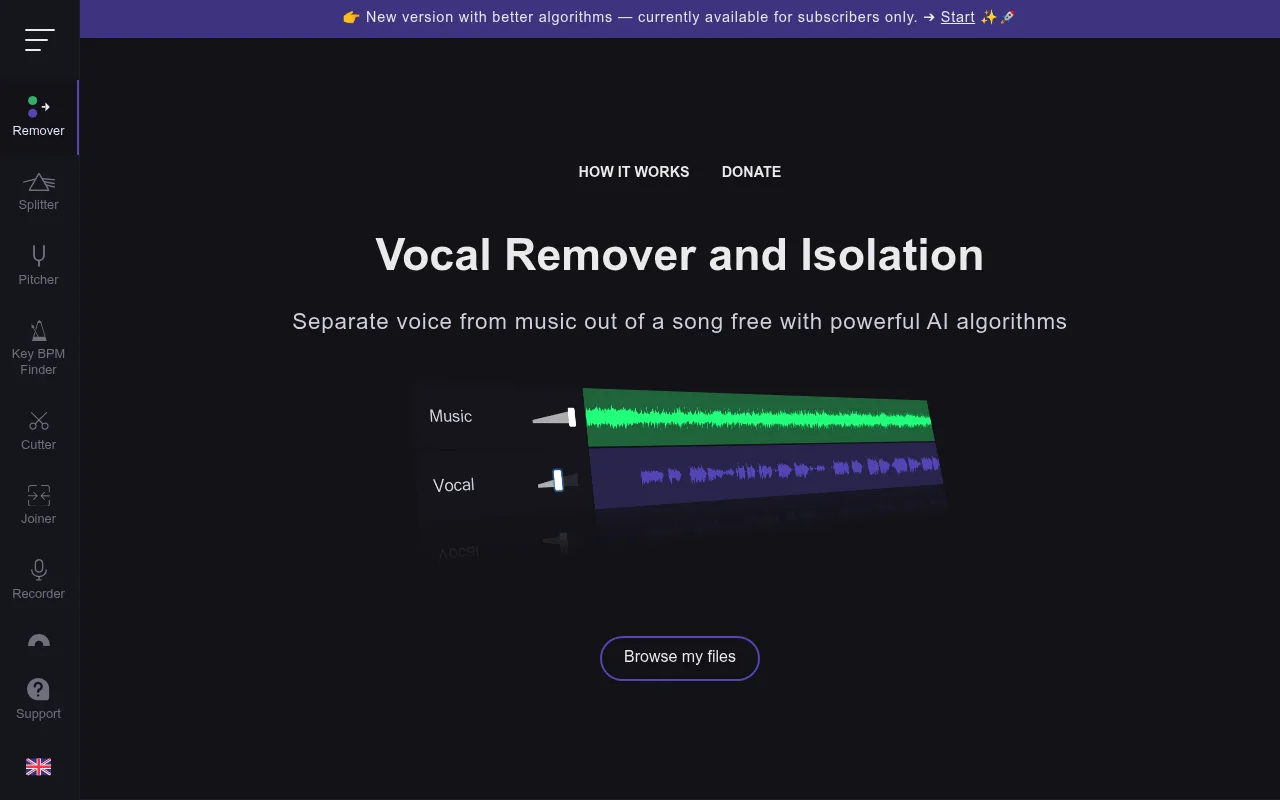 Náhled nástroje Vocal Remover
