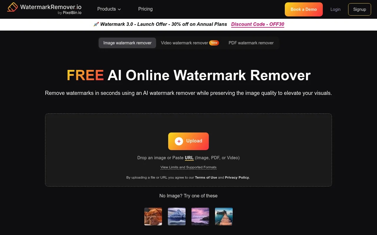 Náhled nástroje WatermarkRemover.io