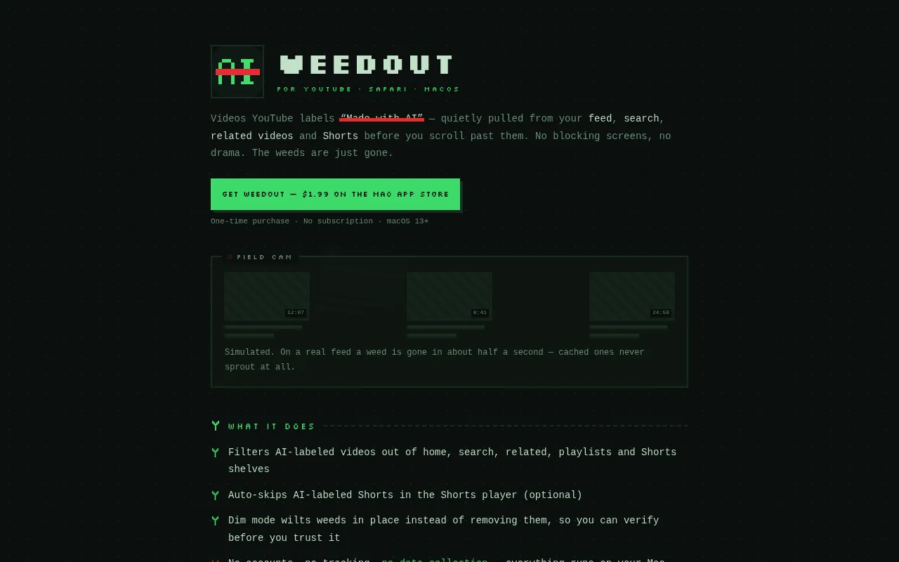 Náhled nástroje Weedout